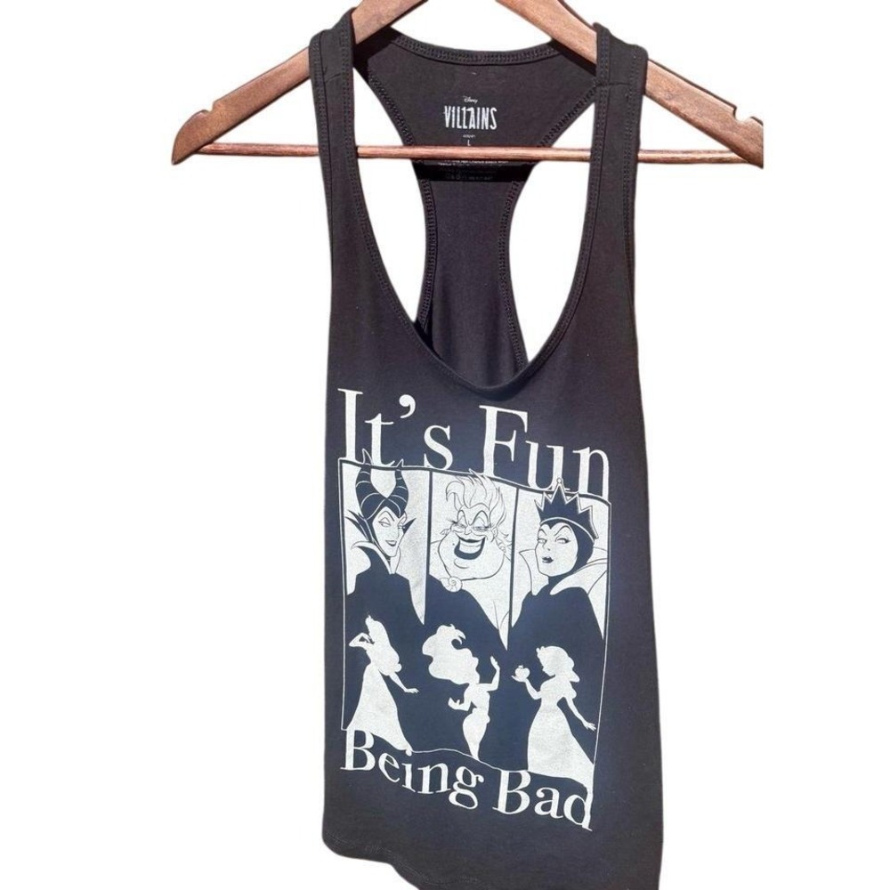 Disney Villains Tank Top Women Large‎ Black Excellent It's Fun Being Bad Graphic